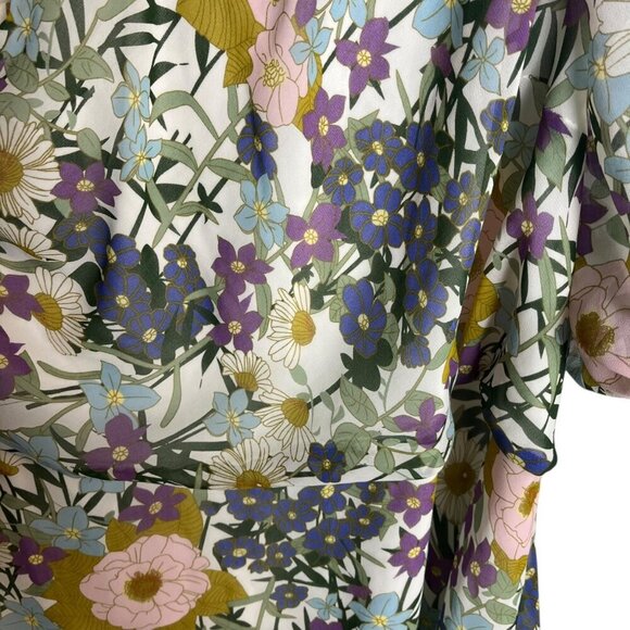 ESTELLE‎ Women's 3X Wildbloom Midi Dress Floral One shoulder Short Puff Sleeves - Picture 5 of 8